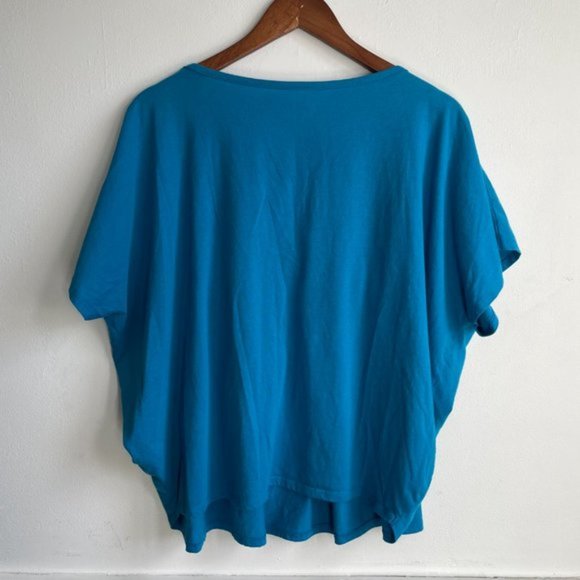 Kim Rogers Blue Butterfly Sleeve Top Crochet Beaded Details, Blue Crochet Top - Picture 2 of 8